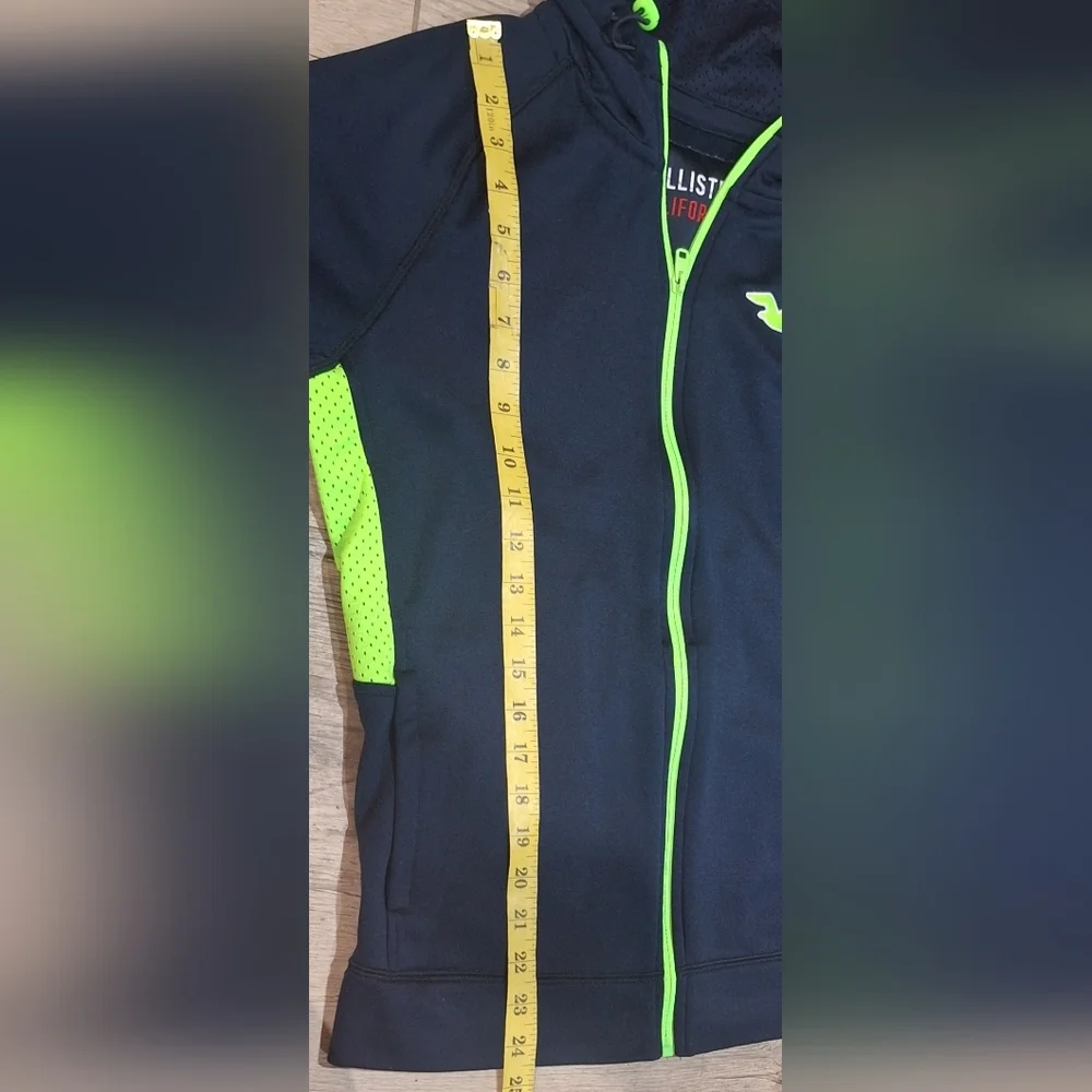 Hollister Navy & Neon Zip Up Running Hoodie Sz L #1789 - Picture 11 of 11